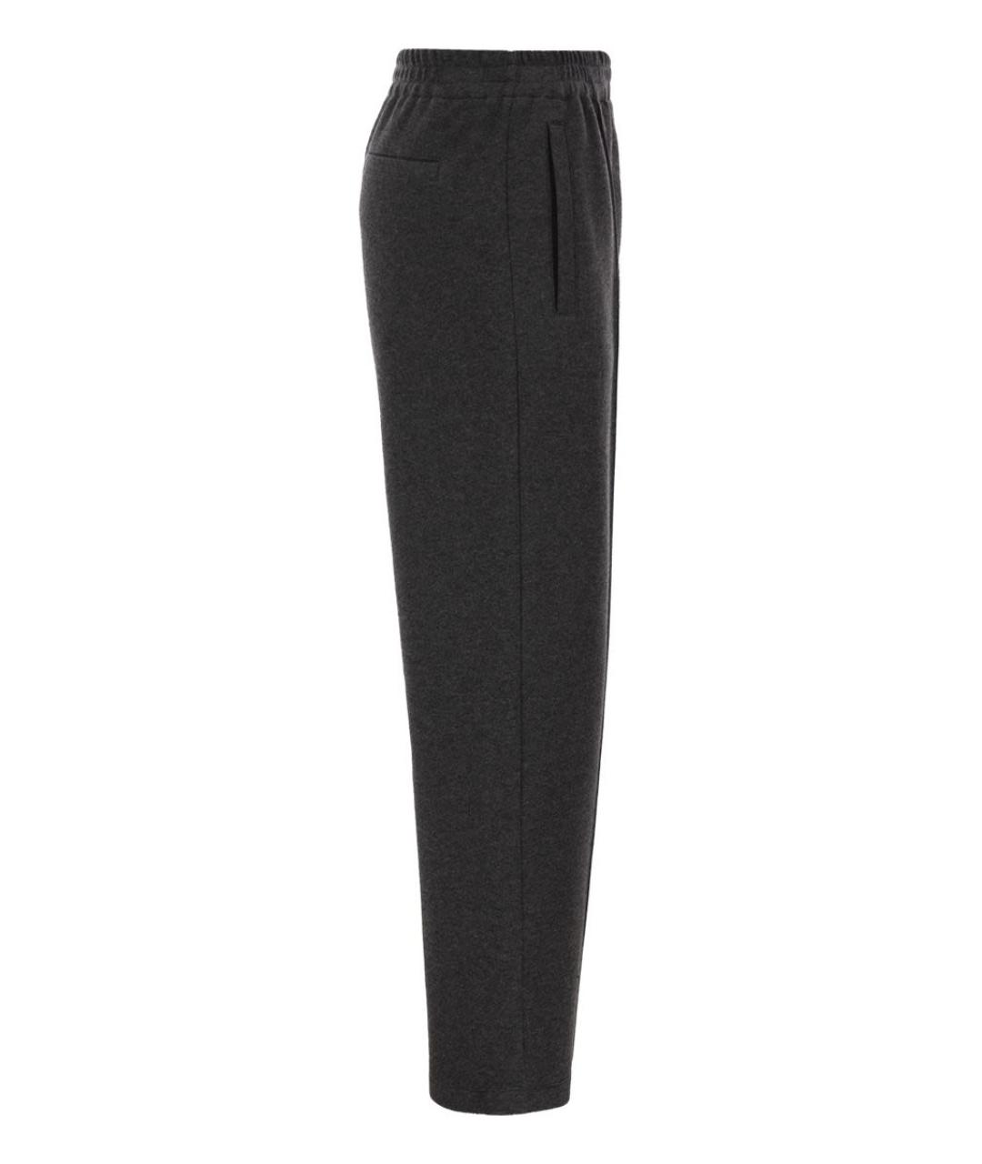 BRUNELLO CUCINELLI Антрацитовые хлопковые прямые брюки, фото 3