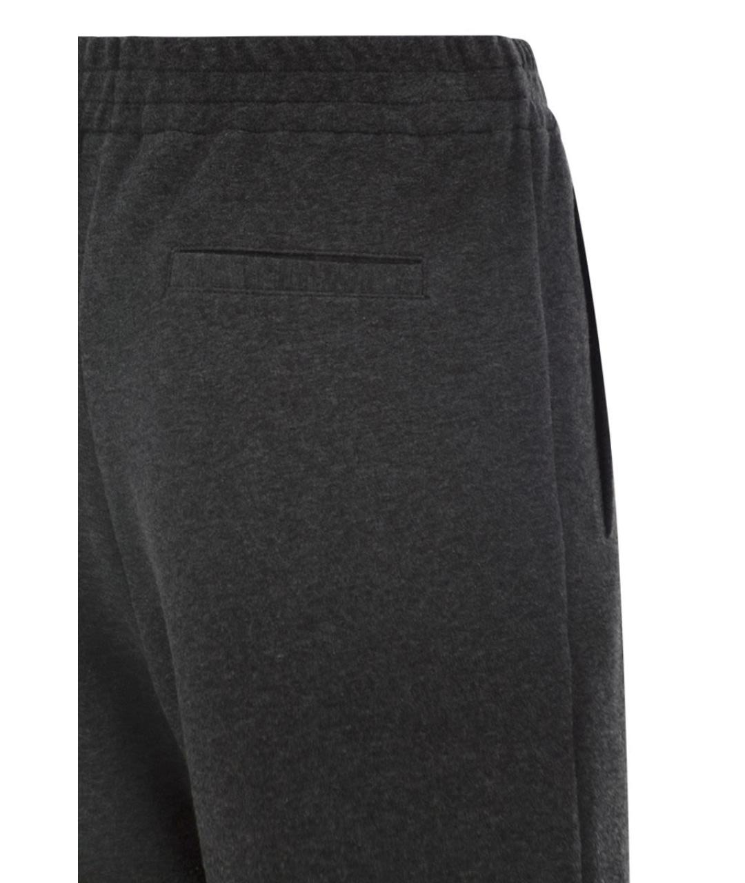 BRUNELLO CUCINELLI Антрацитовые хлопковые прямые брюки, фото 4