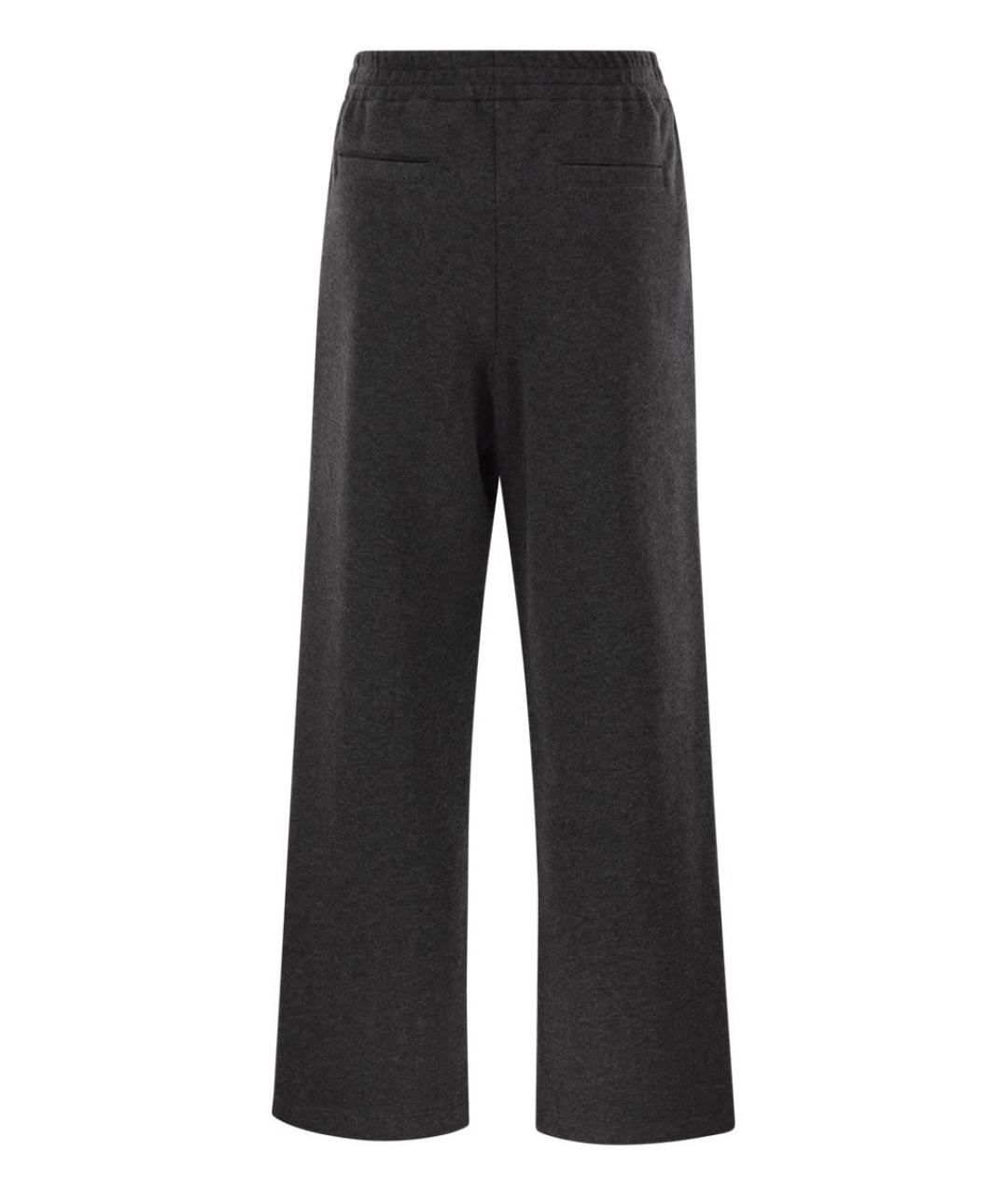 BRUNELLO CUCINELLI Антрацитовые хлопковые прямые брюки, фото 2
