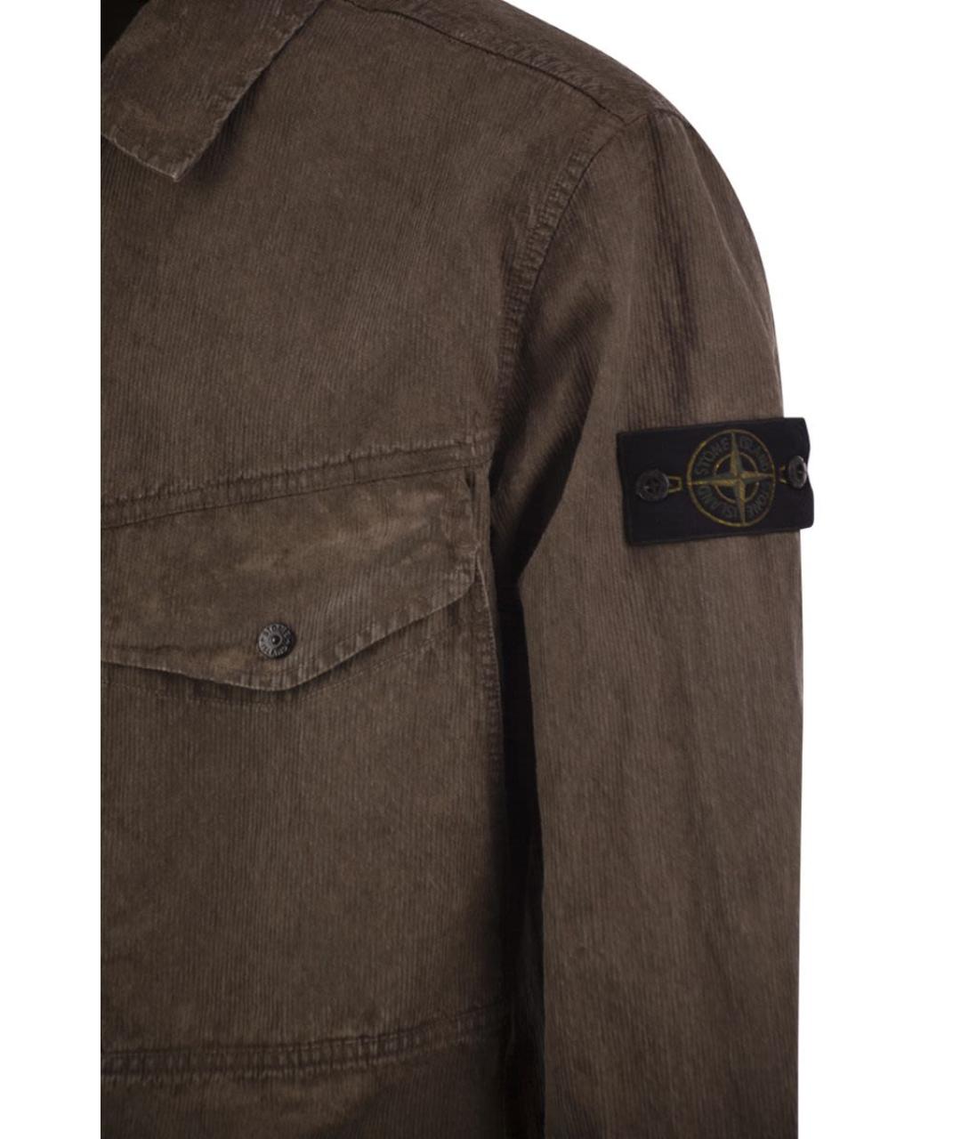 STONE ISLAND Коричневая хлопковая кэжуал рубашка, фото 4