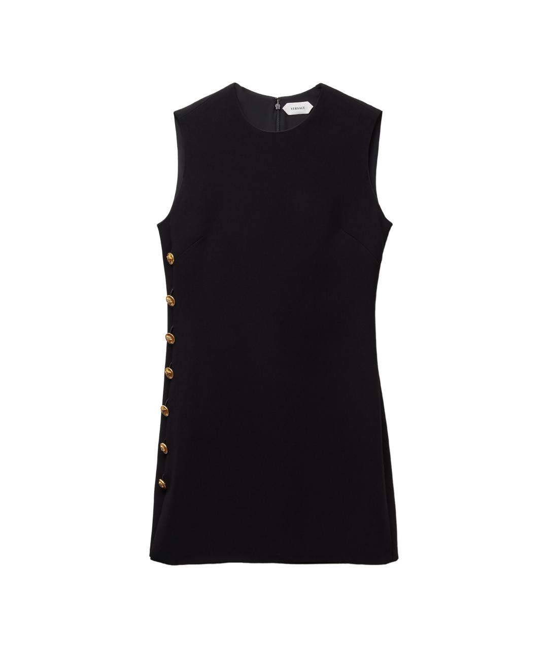 VERSACE Черное шелковое повседневное платье, фото 1