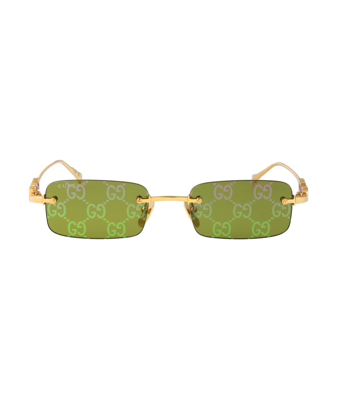 GUCCI Золотые металлические солнцезащитные очки, фото 2