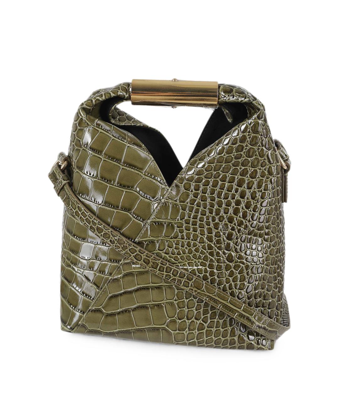 MM6 MAISON MARGIELA Зеленая кожаная сумка с короткими ручками, фото 3