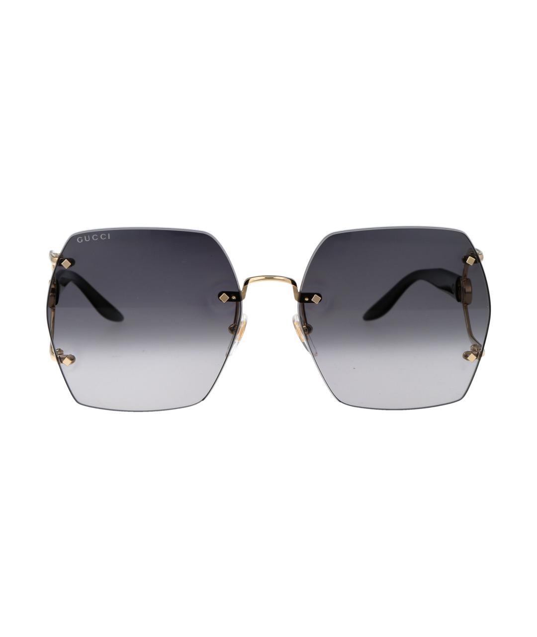 GUCCI Золотые металлические солнцезащитные очки, фото 2