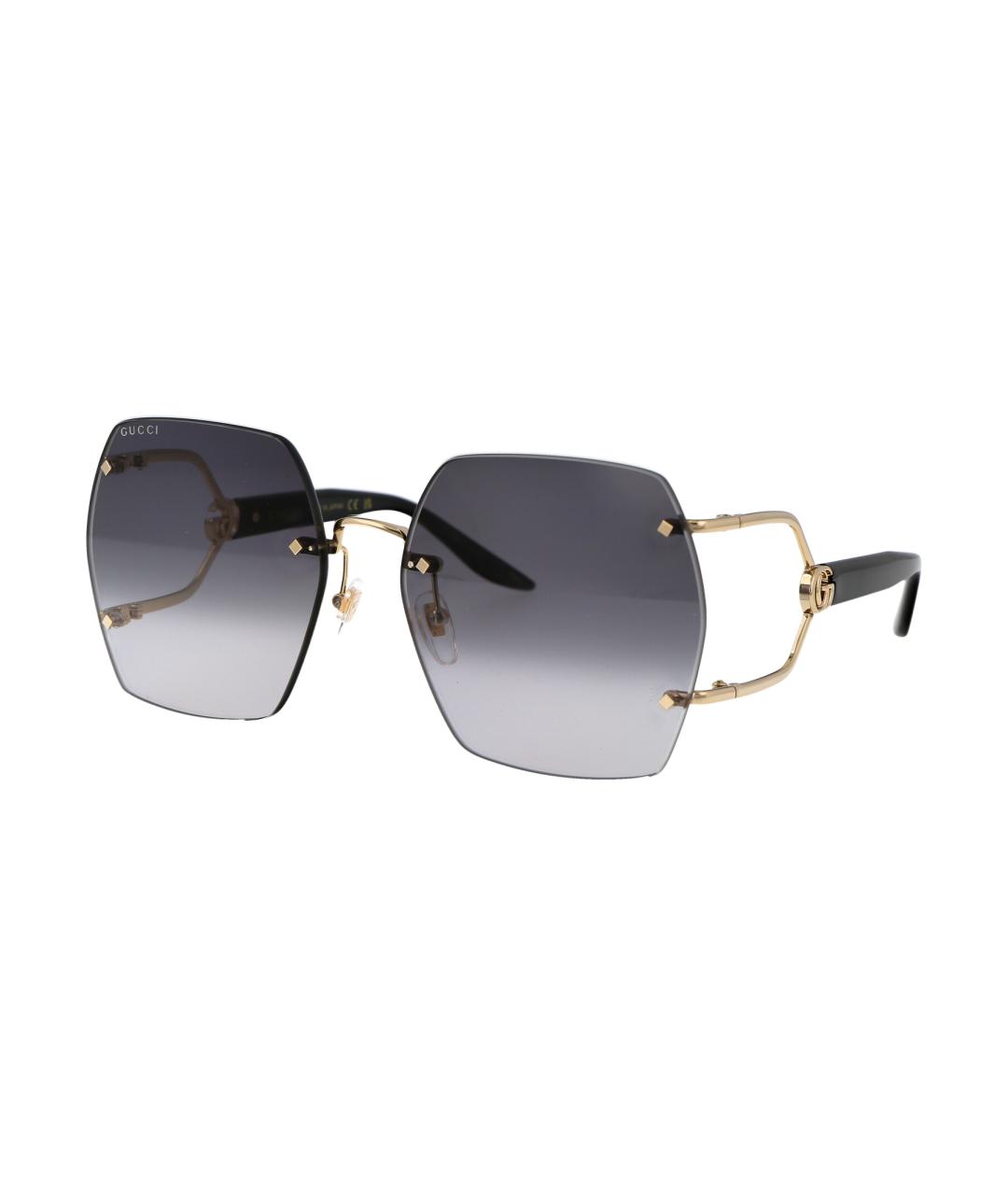 GUCCI Золотые металлические солнцезащитные очки, фото 1