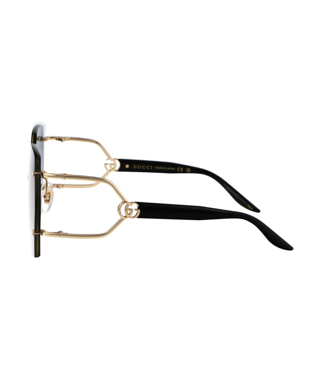 GUCCI Золотые металлические солнцезащитные очки, фото 3