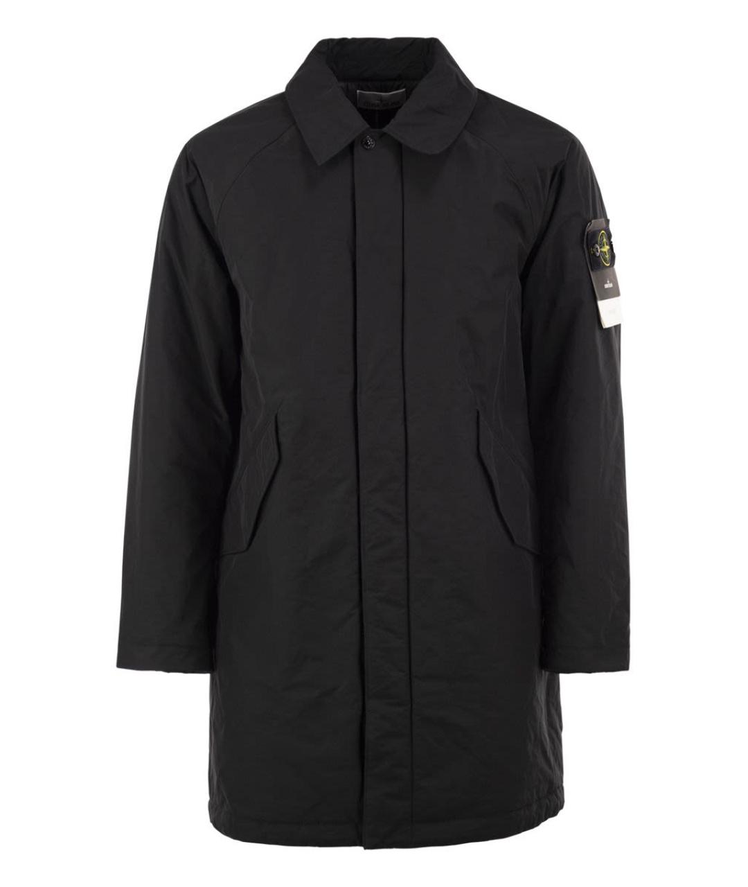 STONE ISLAND Черное полиэстеровое пальто, фото 1