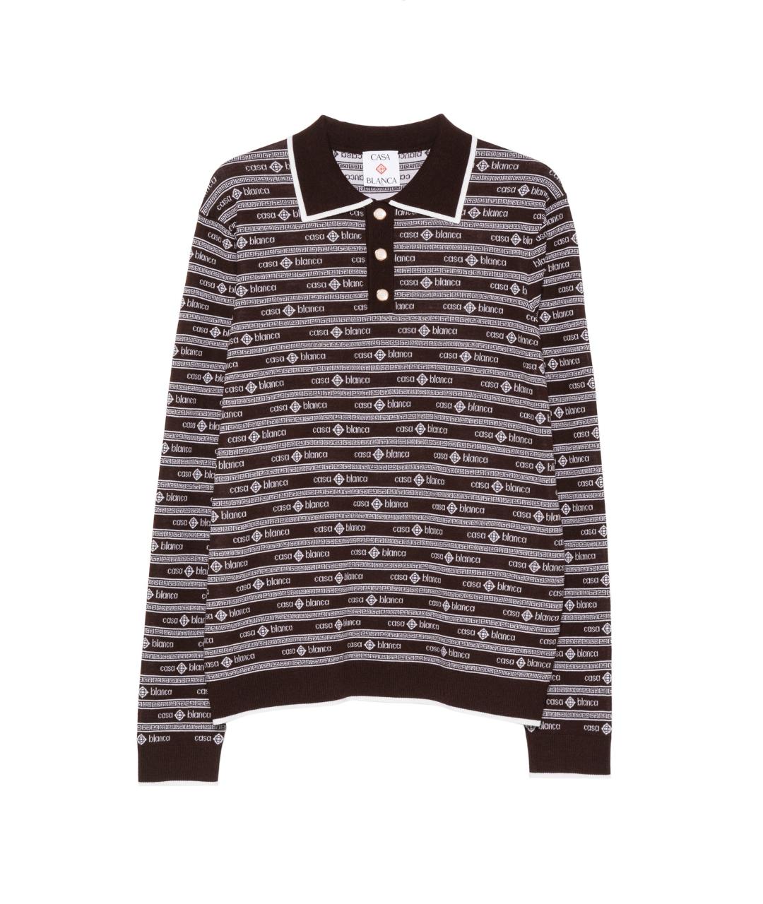 CASABLANCA Коричневое шерстяное поло с длинным рукавом, фото 1