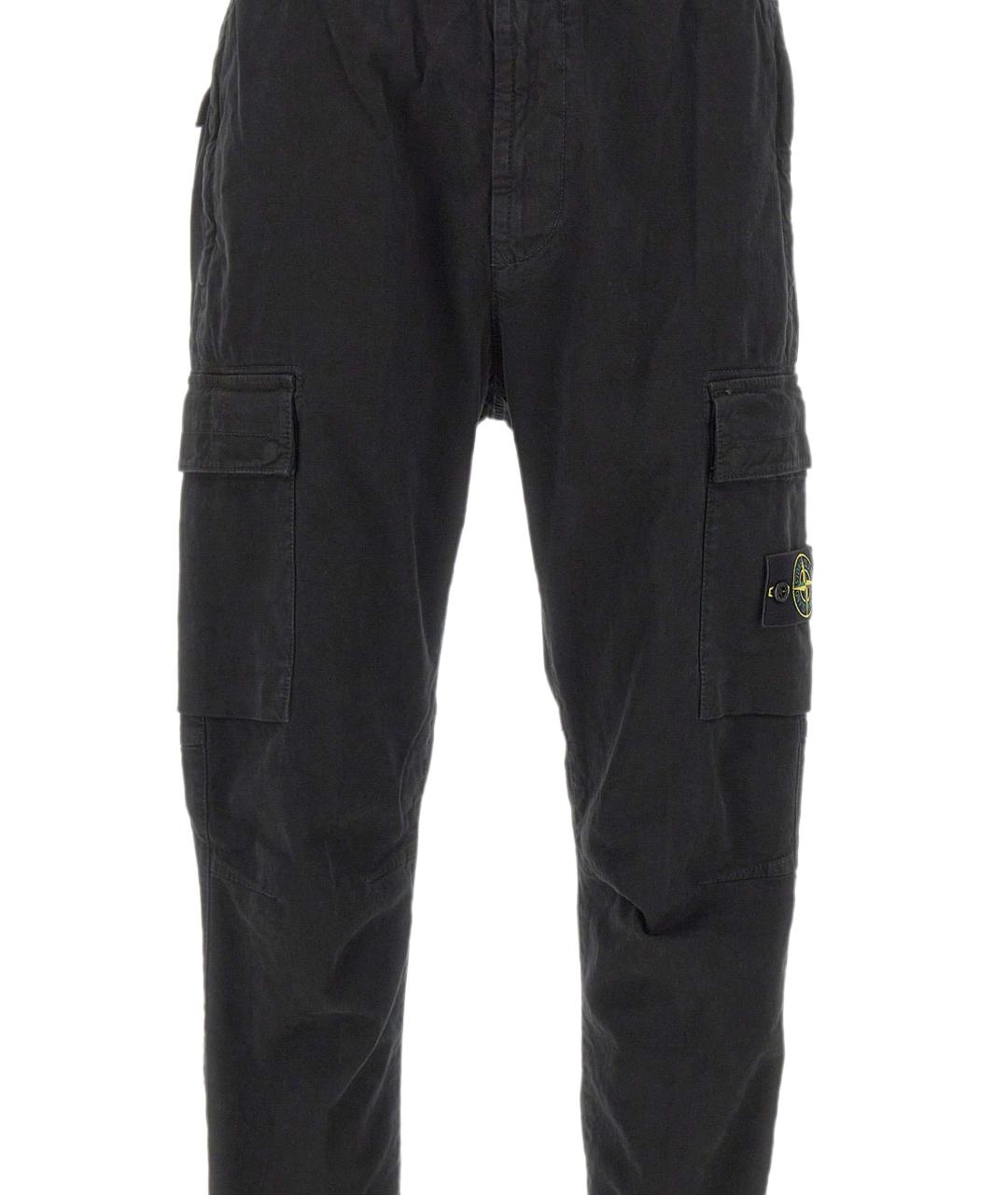 STONE ISLAND Черные хлопковые повседневные брюки, фото 3