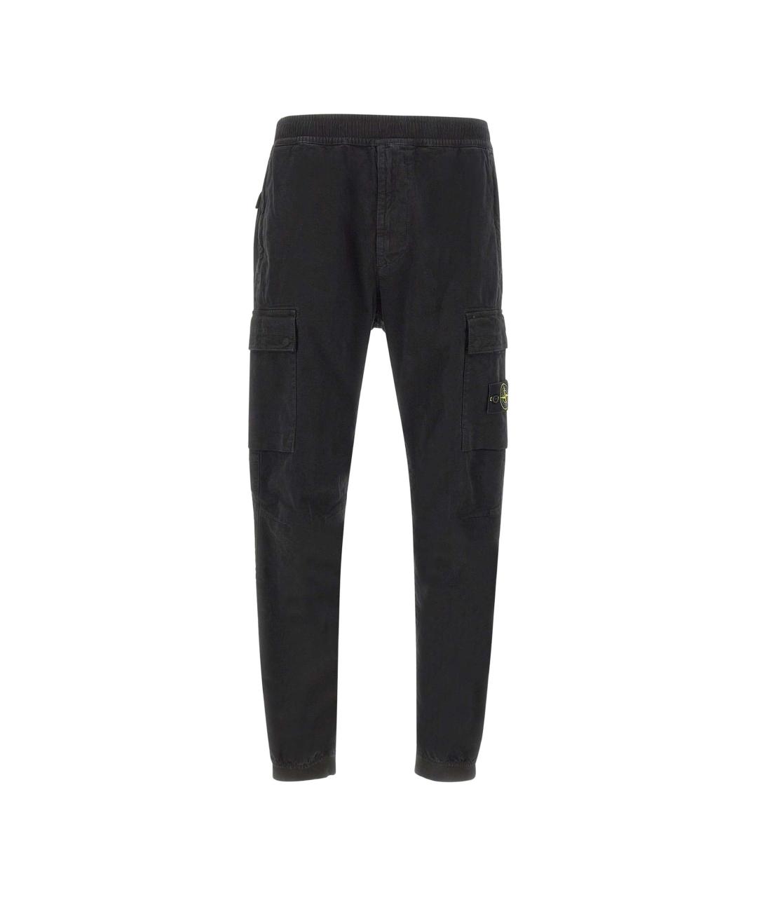 STONE ISLAND Черные хлопковые повседневные брюки, фото 1
