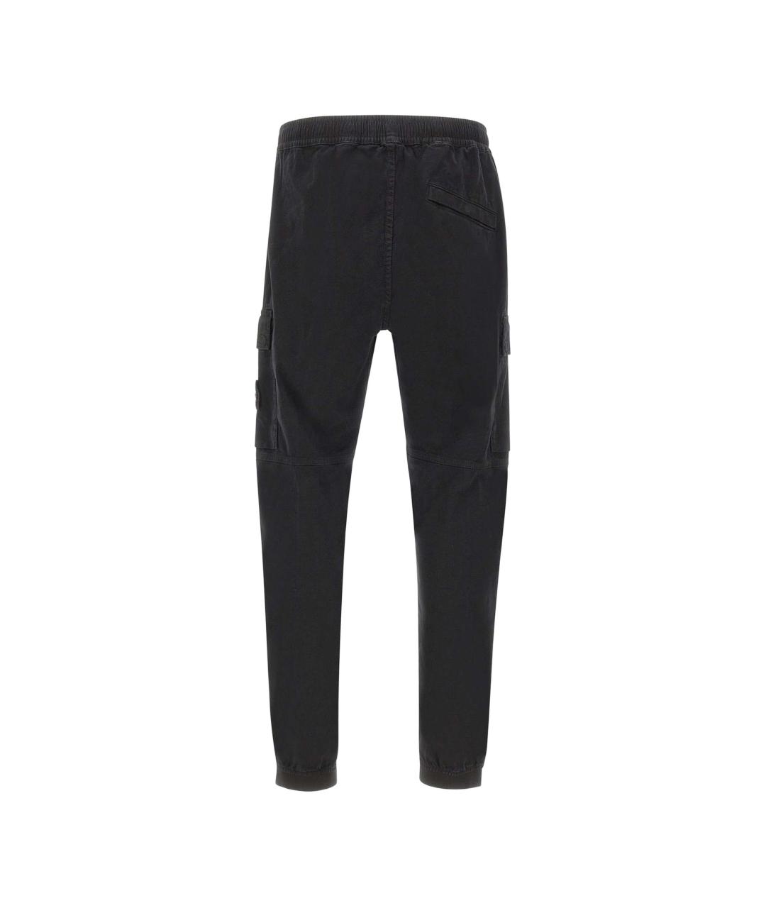 STONE ISLAND Черные хлопковые повседневные брюки, фото 2