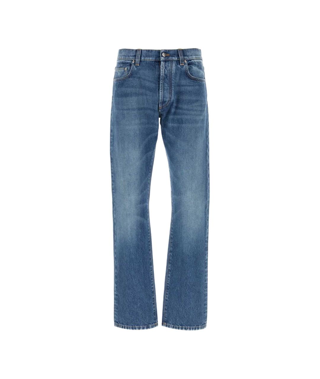 VERSACE Голубые хлопковые прямые джинсы, фото 1