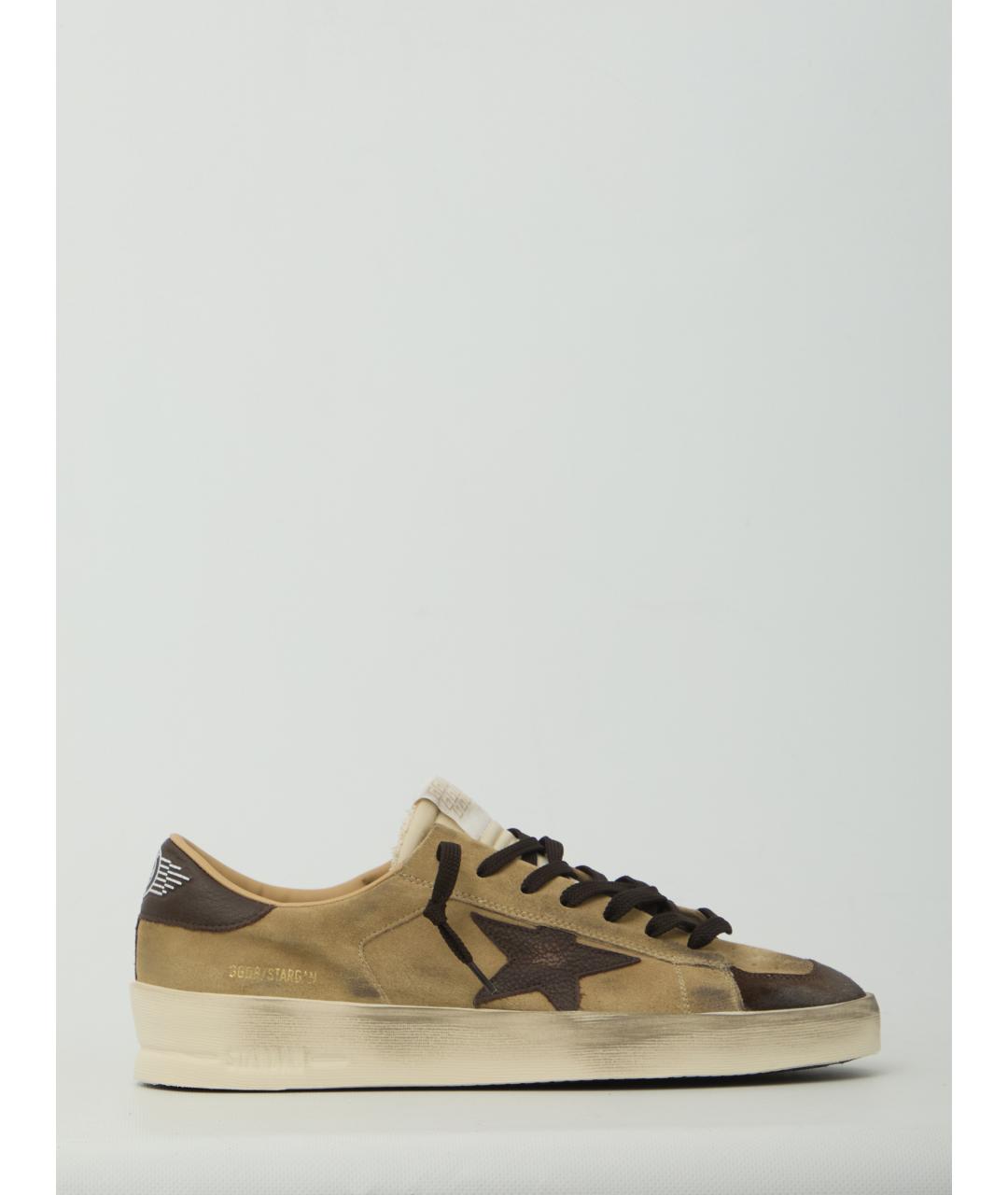GOLDEN GOOSE Коричневые кожаные низкие кроссовки / кеды, фото 6