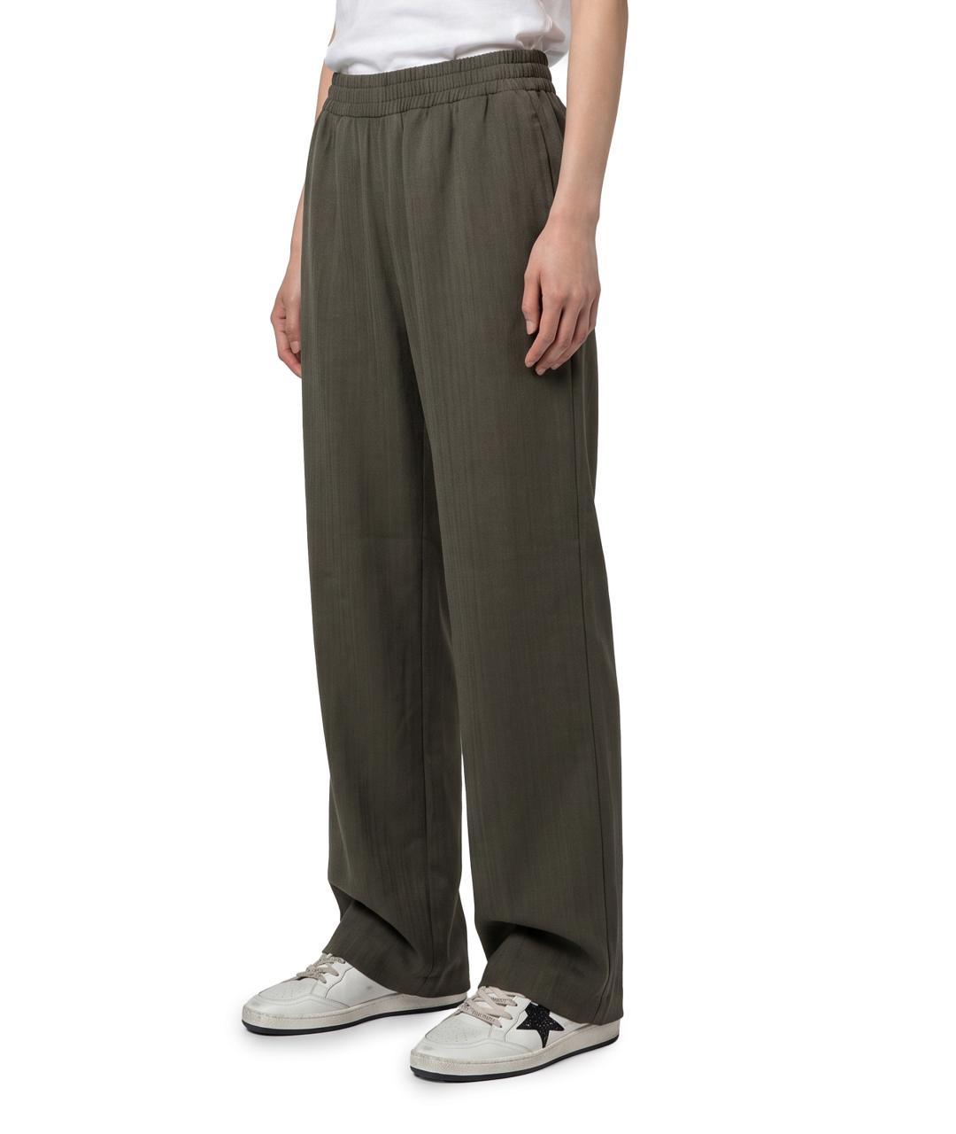 GOLDEN GOOSE Зеленые вискозные прямые брюки, фото 4