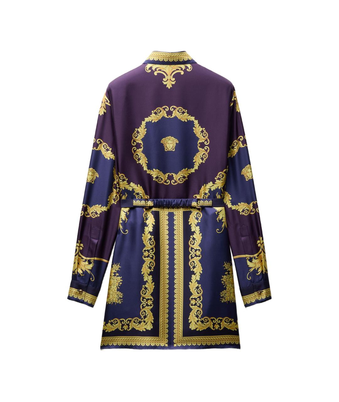 VERSACE Фиолетовое шелковое повседневное платье, фото 2