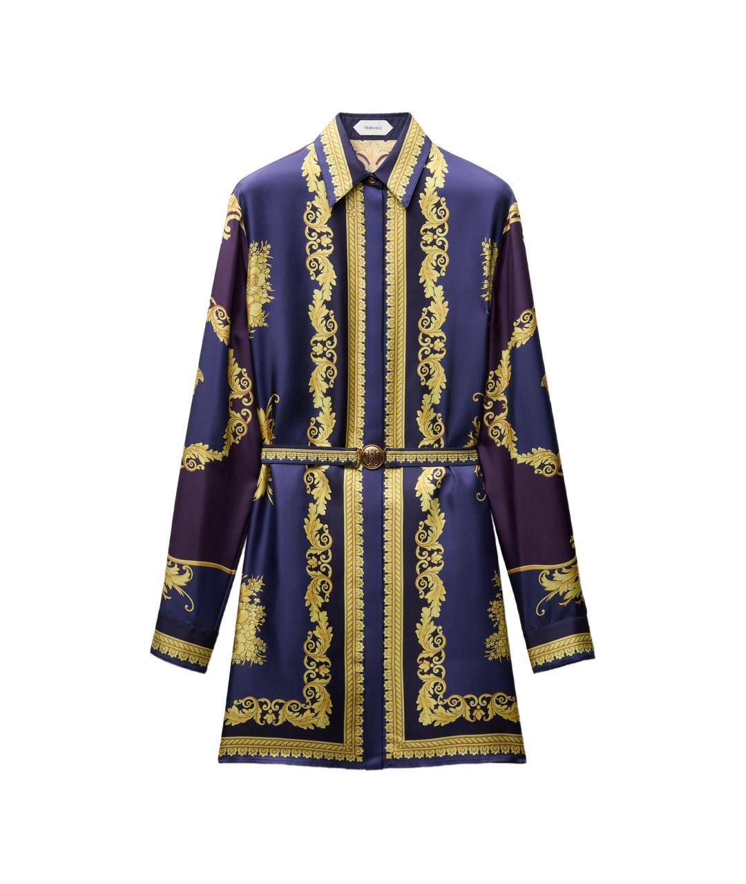 VERSACE Фиолетовое шелковое повседневное платье, фото 1