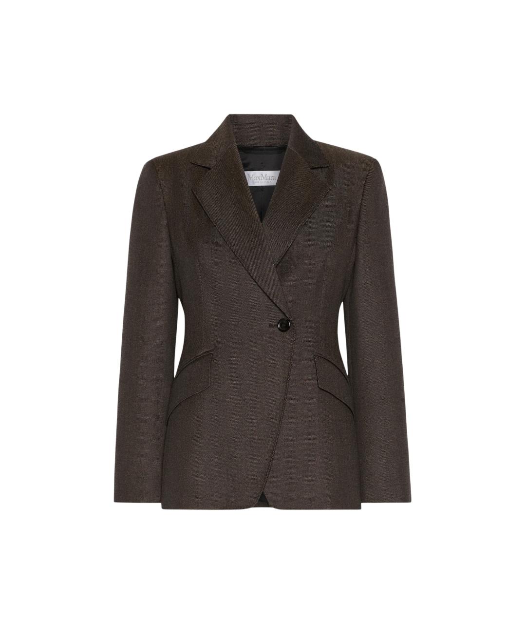MAX MARA Коричневый шерстяной жакет/пиджак, фото 1