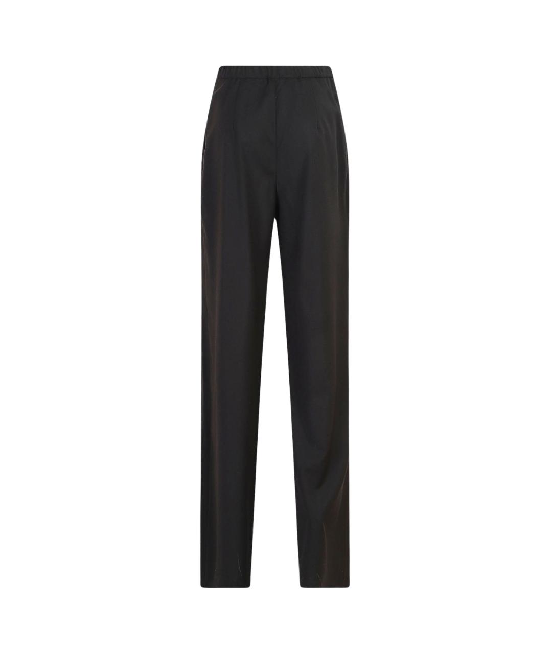 MAX MARA STUDIO Черные шерстяные прямые брюки, фото 2