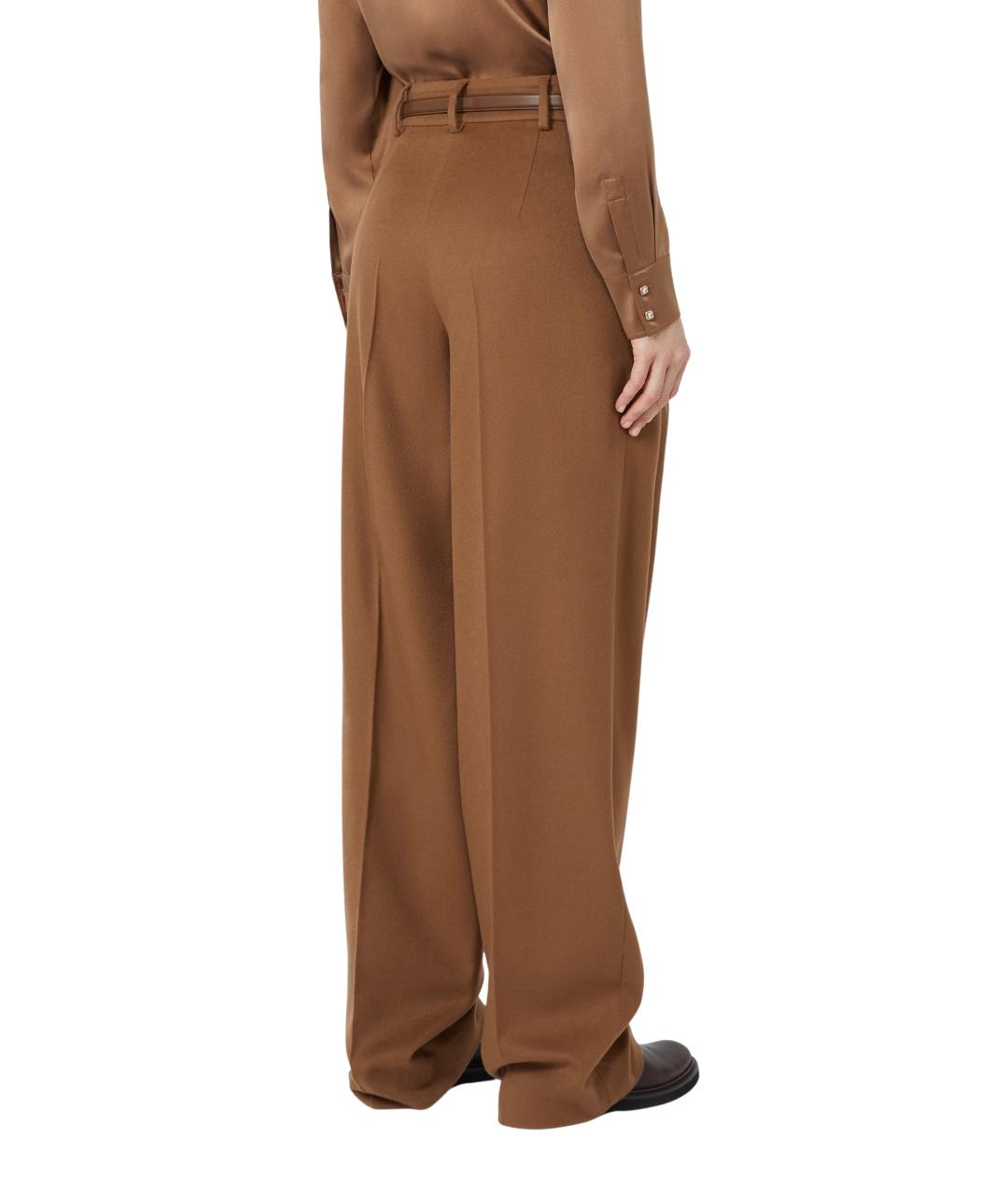 MAX MARA STUDIO Коричневые шерстяные прямые брюки, фото 3