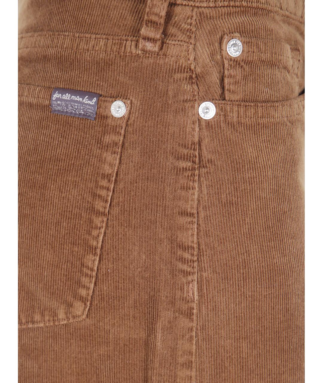 7 FOR ALL MANKIND Коричневые хлопковые прямые брюки, фото 3