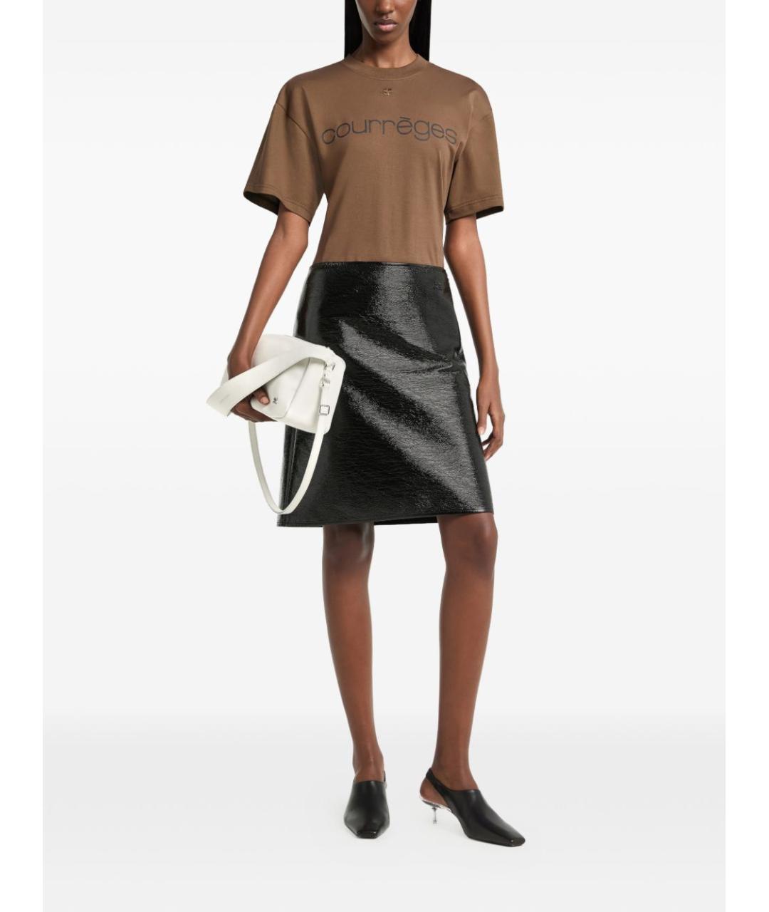 COURREGES Коричневая хлопковая футболка, фото 2