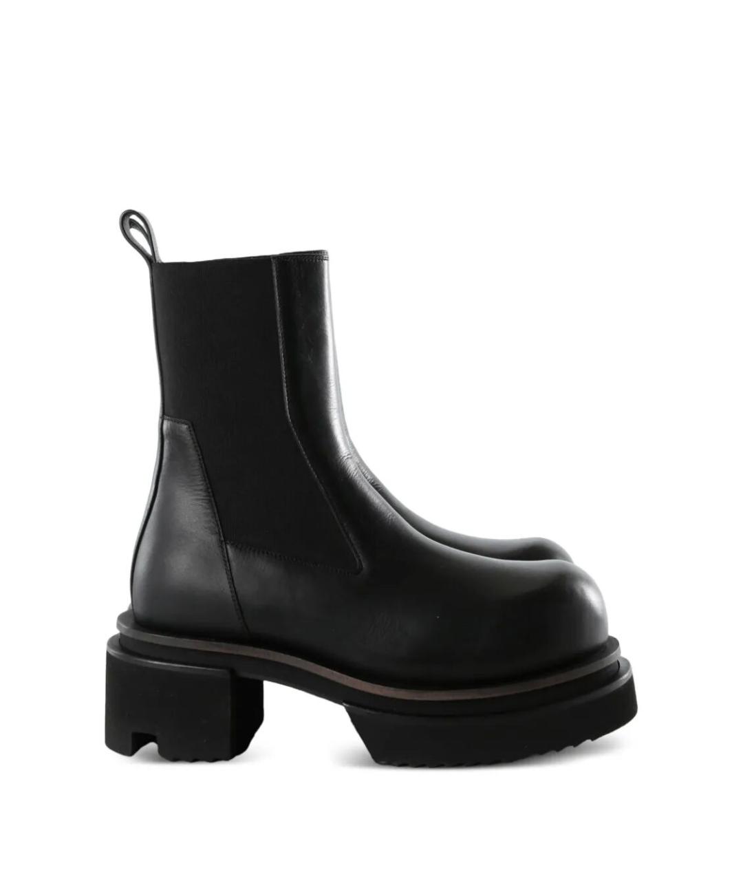RICK OWENS Черные кожаные ботинки, фото 1