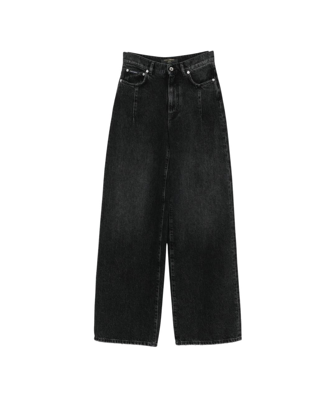 DOLCE&GABBANA Черные хлопковые прямые джинсы, фото 1