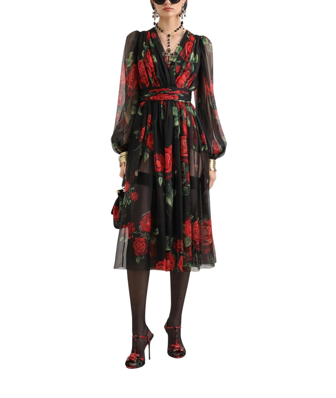 DOLCE&GABBANA Мульти шелковое платье, фото 2