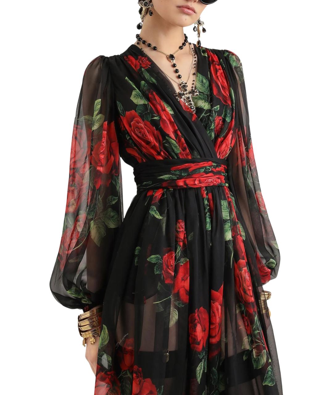 DOLCE&GABBANA Мульти шелковое платье, фото 4