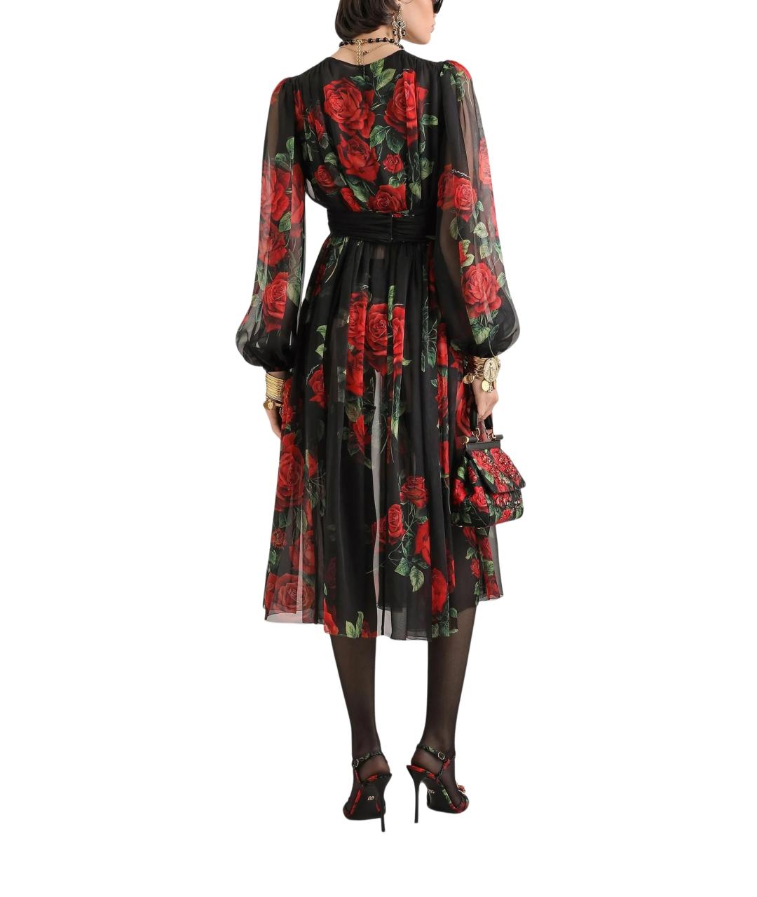 DOLCE&GABBANA Мульти шелковое платье, фото 3