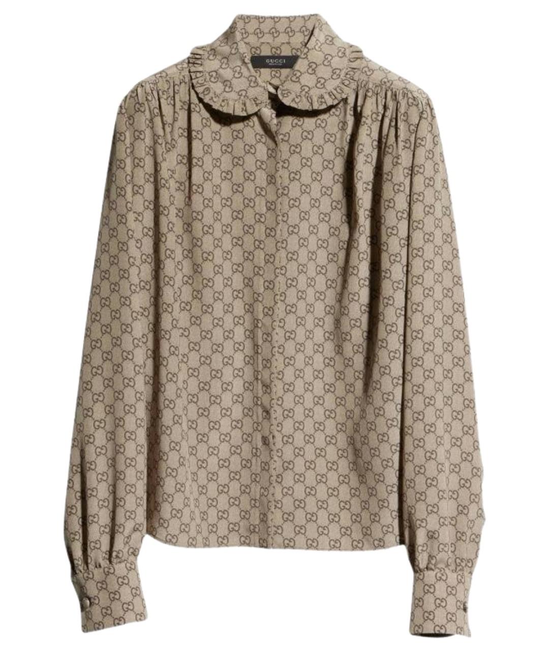GUCCI Бежевая шелковая блузы, фото 1
