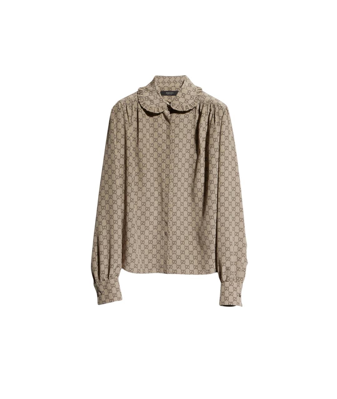 GUCCI Бежевая шелковая блузы, фото 5