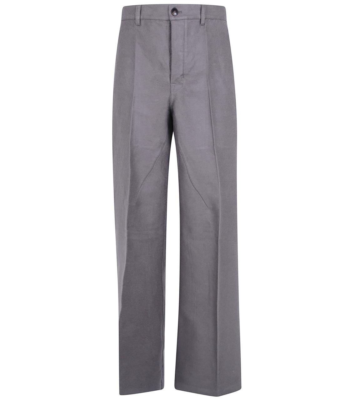 RICK OWENS Серые хлопковые повседневные брюки, фото 1