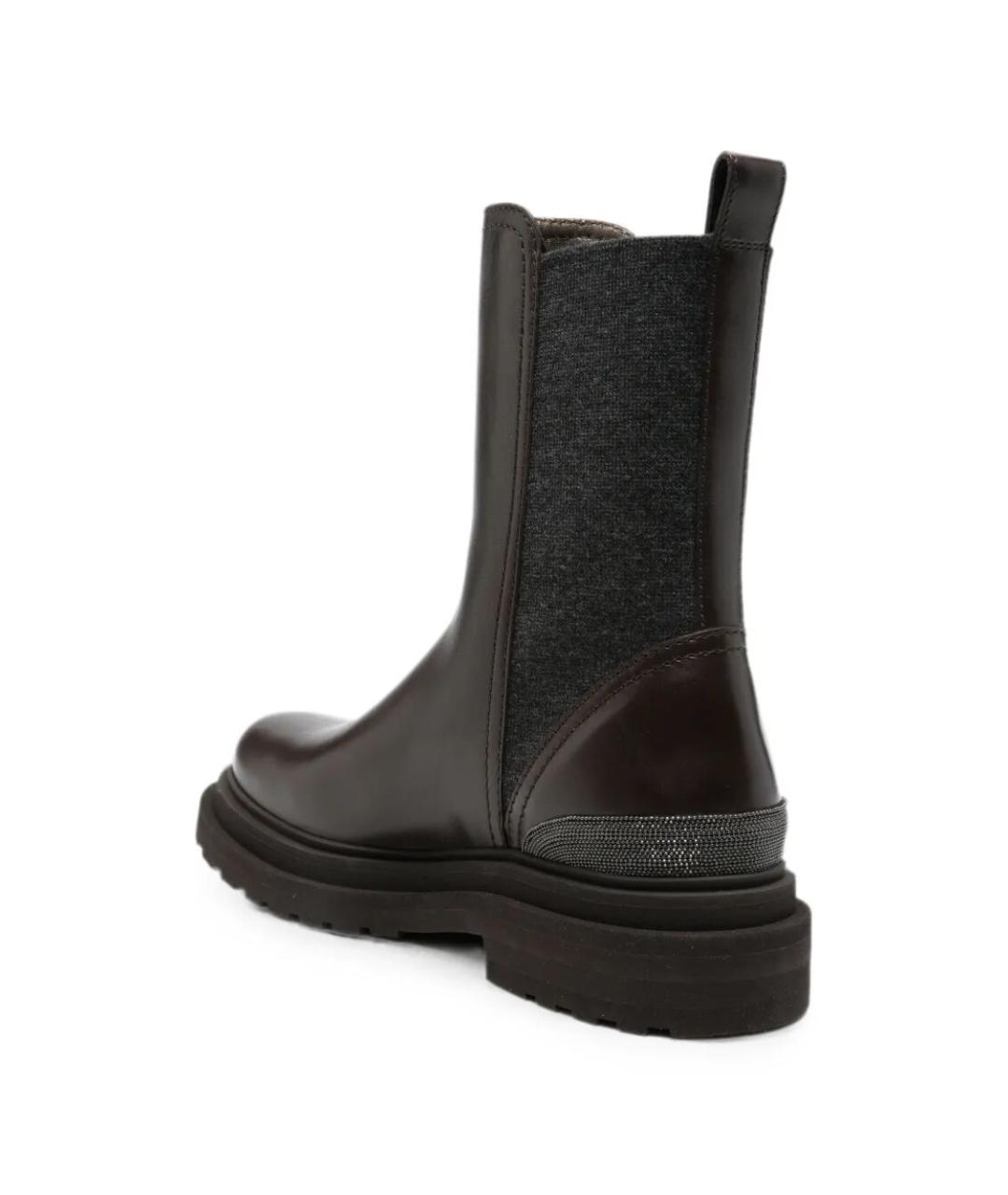 BRUNELLO CUCINELLI Коричневые кожаные ботинки, фото 4