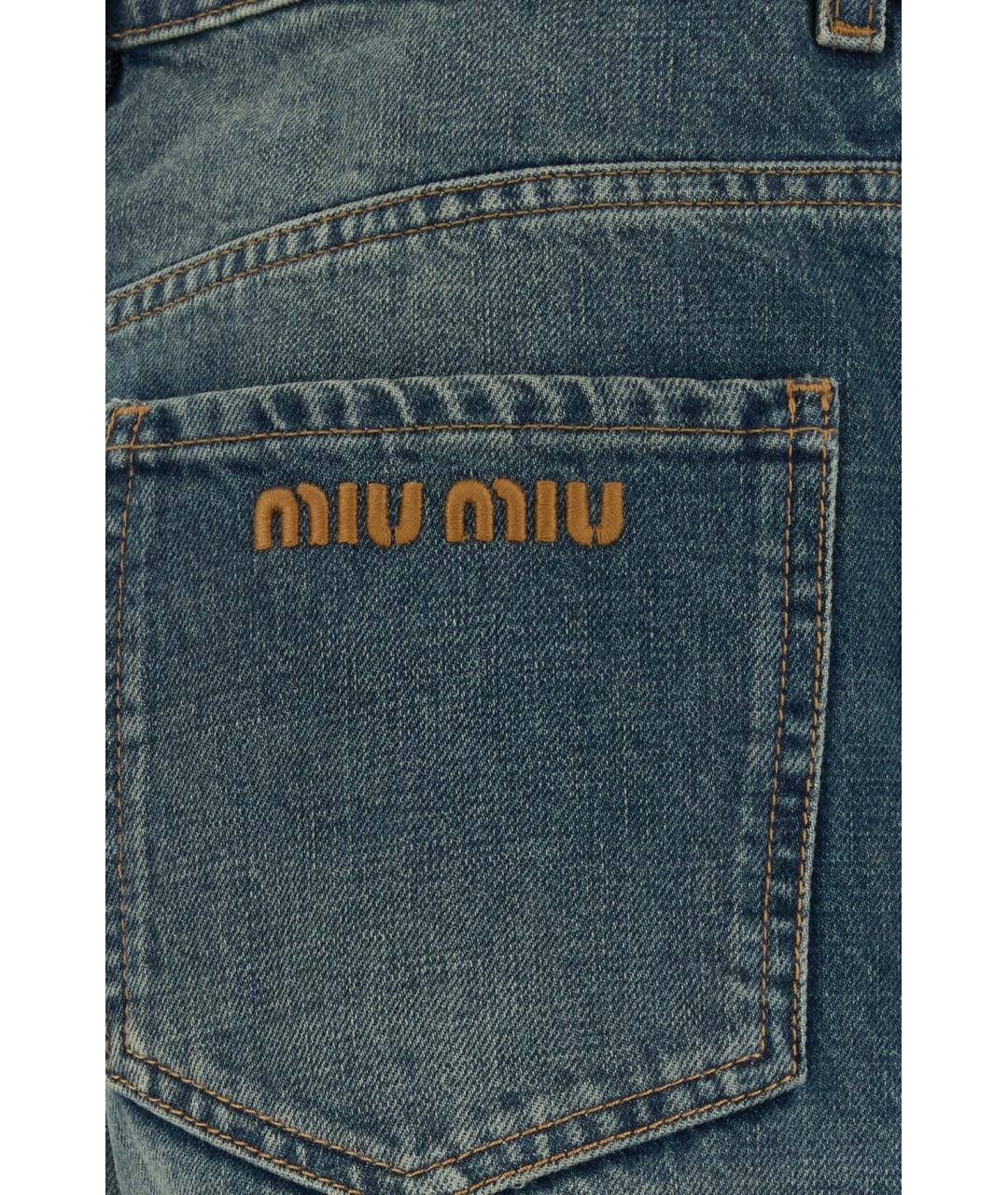 MIU MIU Синие хлопковые джинсы клеш, фото 3