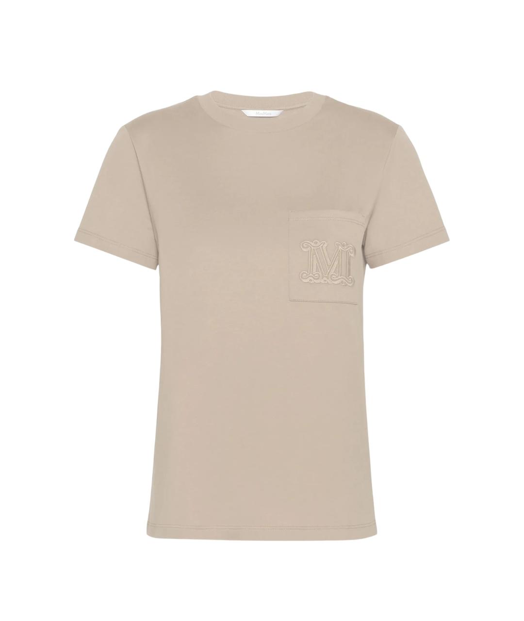 MAX MARA Бежевая хлопковая футболка, фото 1