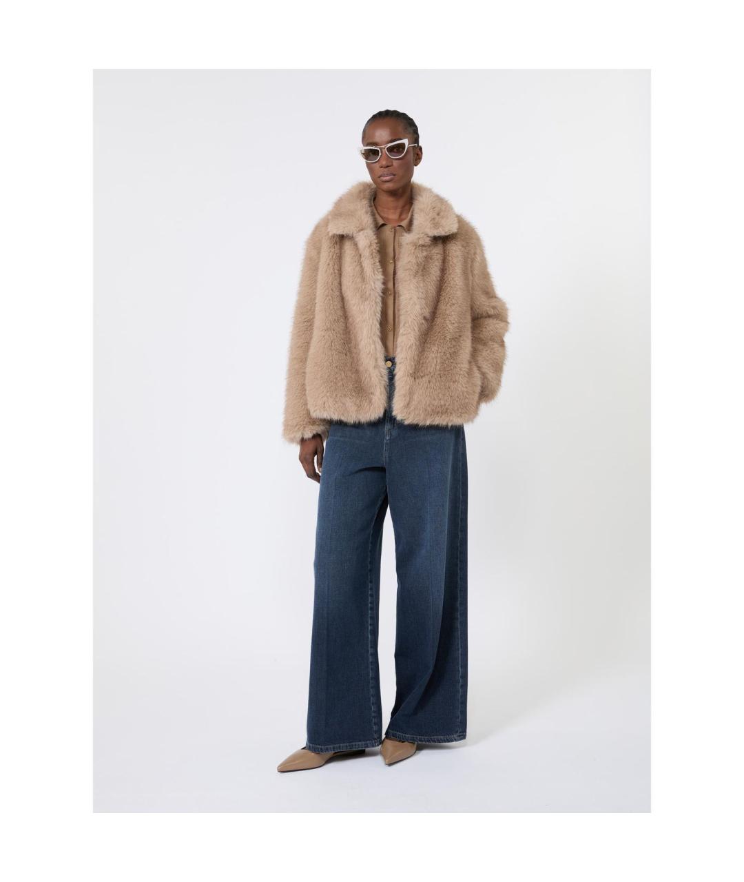 MAX MARA Бежевая шерстяная шуба, фото 4