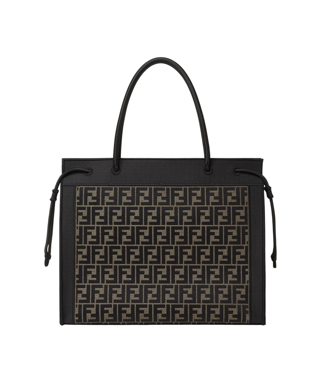 FENDI Коричневая тканевая сумка тоут, фото 3
