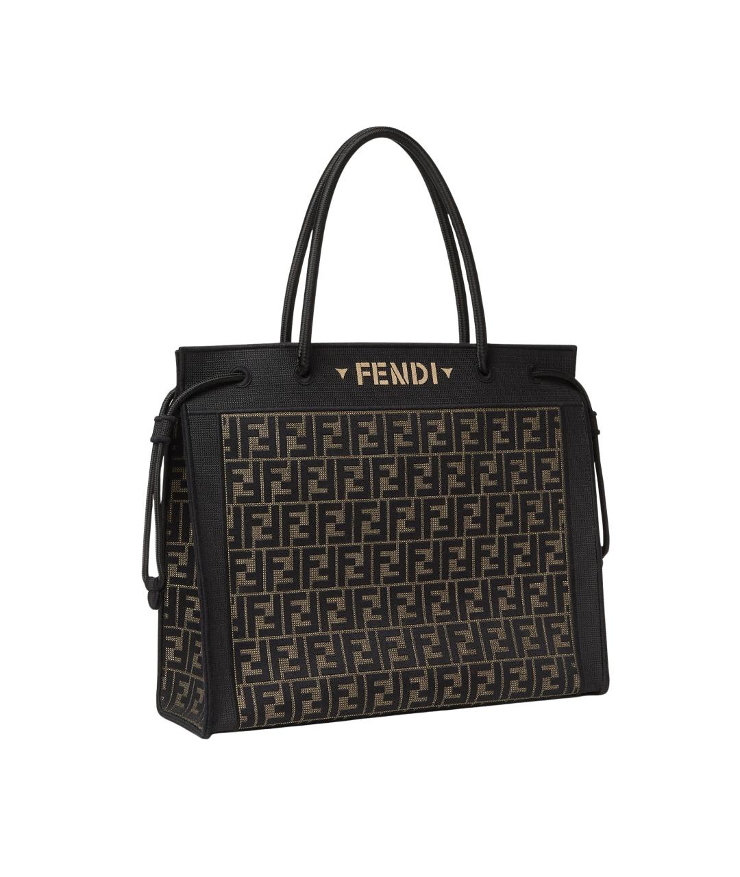 FENDI Коричневая тканевая сумка тоут, фото 2