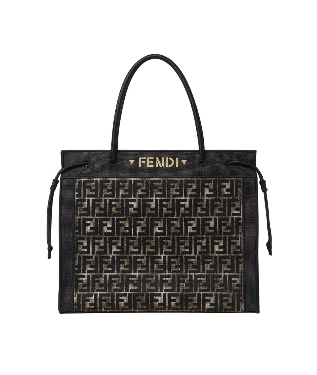 FENDI Коричневая тканевая сумка тоут, фото 1