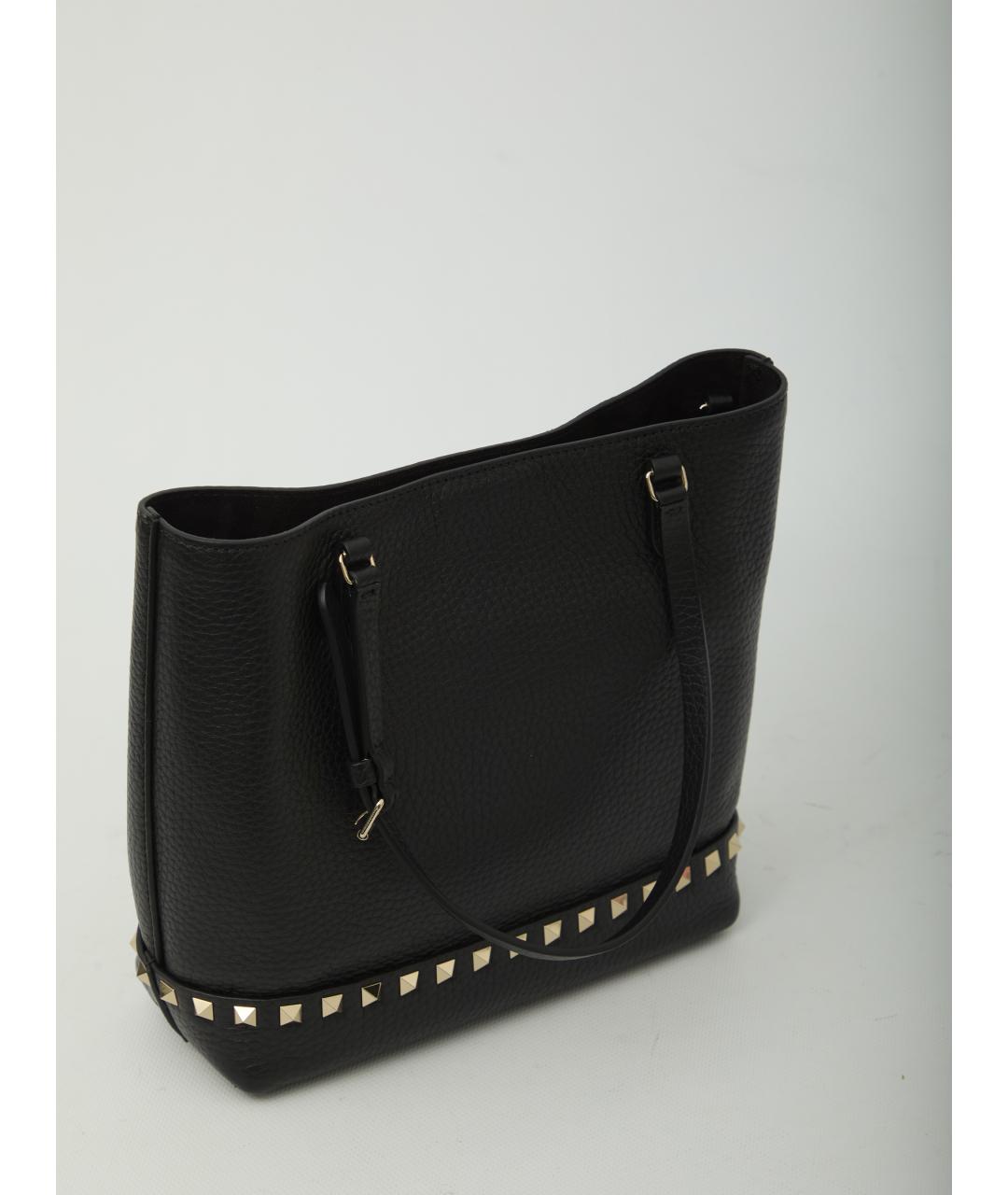 VALENTINO Черная кожаная сумка тоут, фото 4