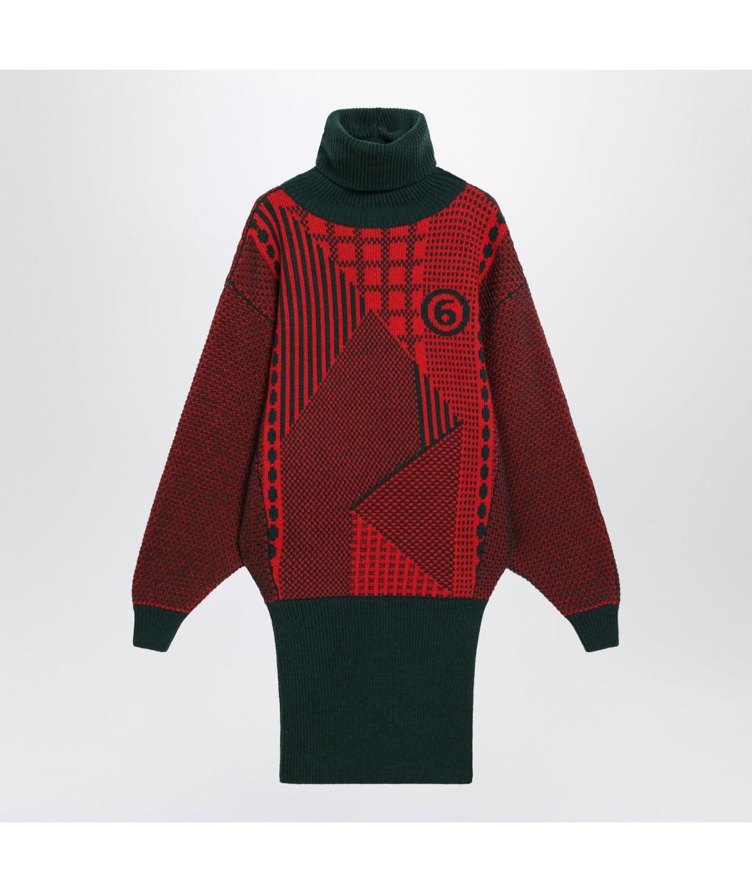 MM6 MAISON MARGIELA Красное шерстяное повседневное платье, фото 3