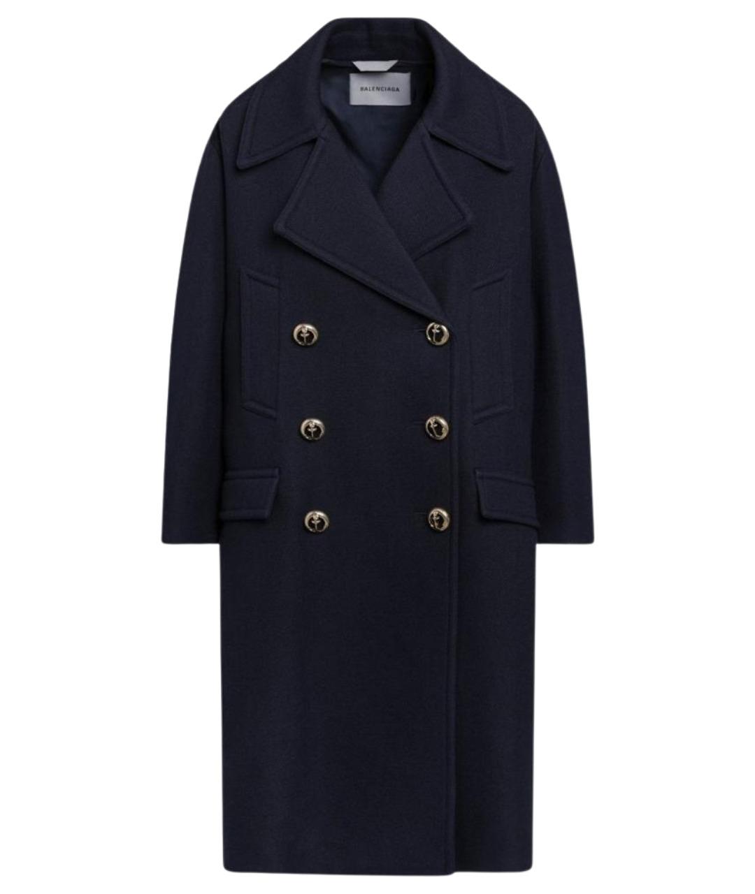 BALENCIAGA Синее шерстяное пальто, фото 1