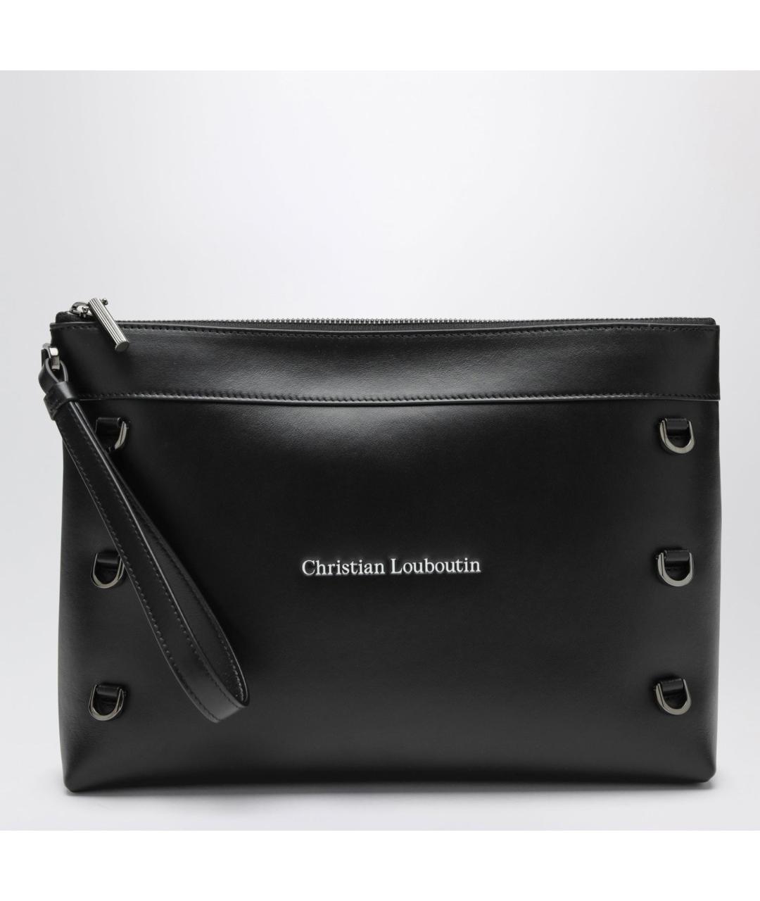 CHRISTIAN LOUBOUTIN Черная кожаная барсетка, фото 3