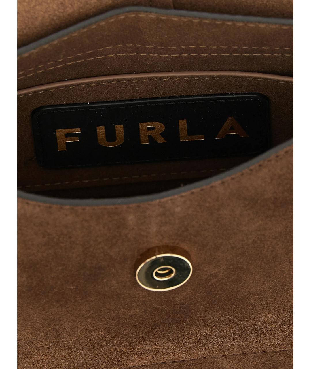 FURLA Коричневая замшевая сумка через плечо, фото 4