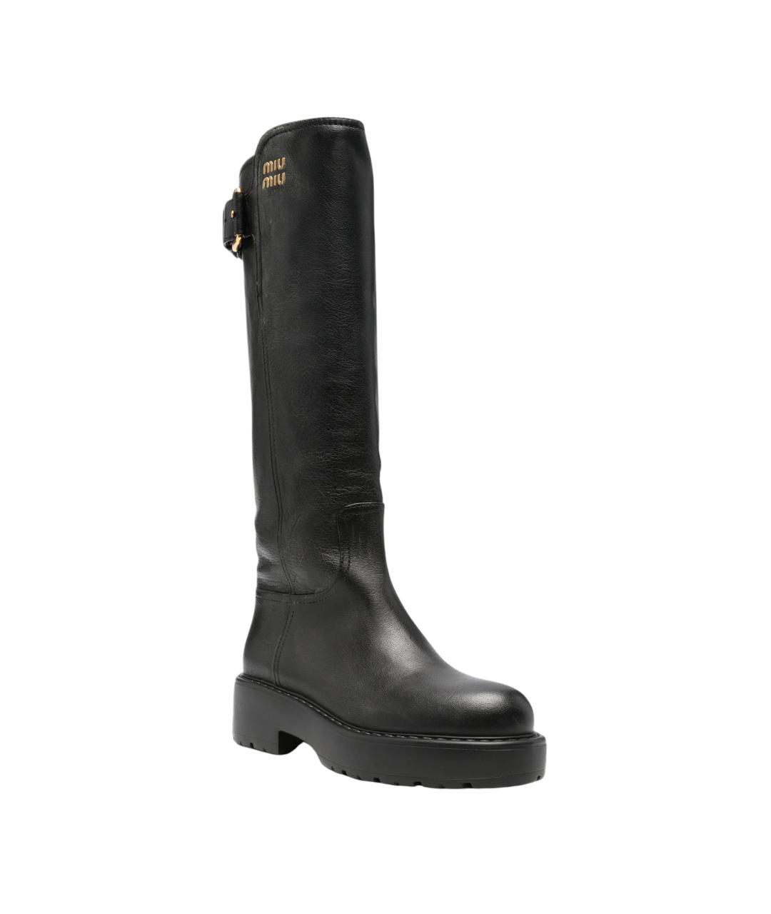 MIU MIU Черные кожаные сапоги, фото 2