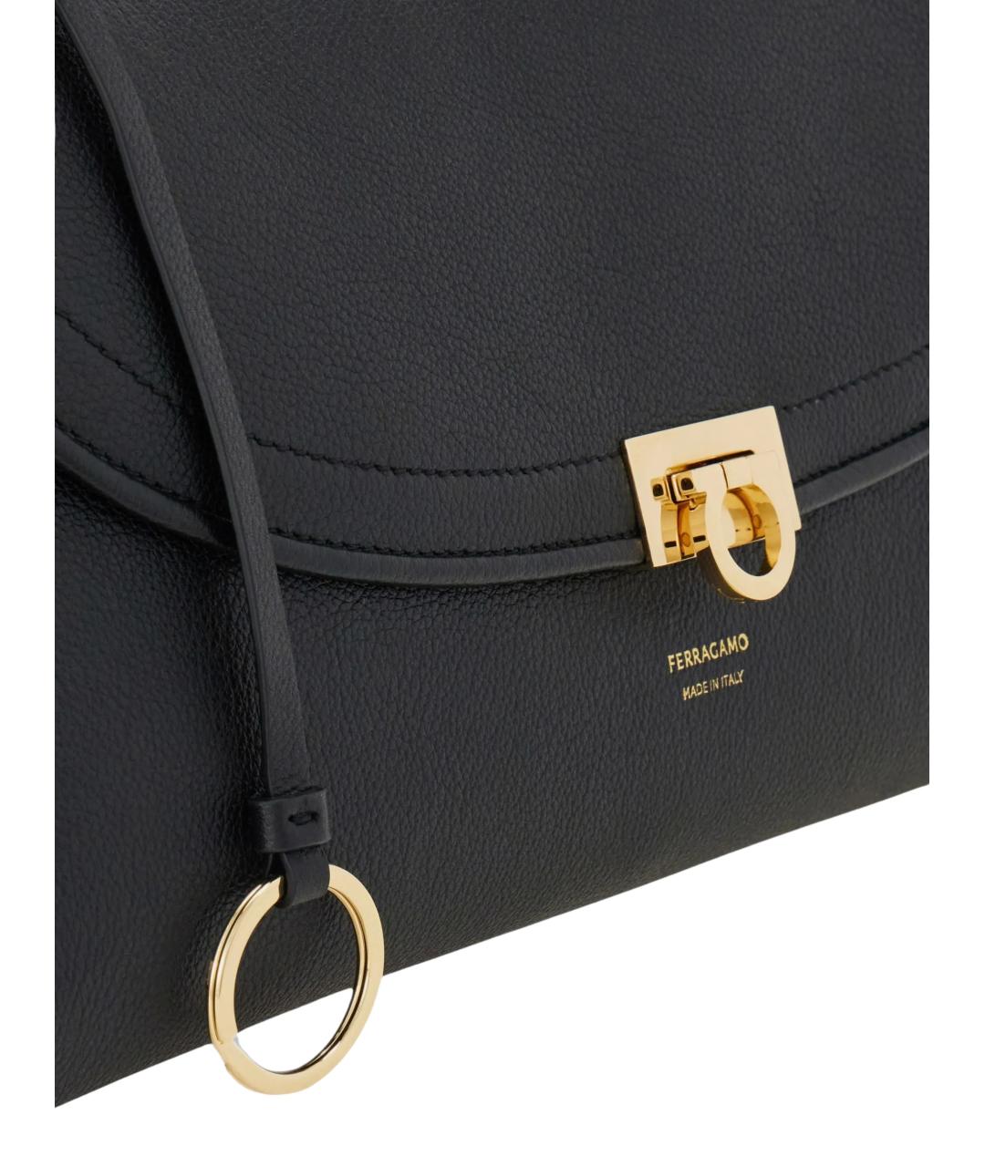 FERRAGAMO Черная кожаная сумка через плечо, фото 4