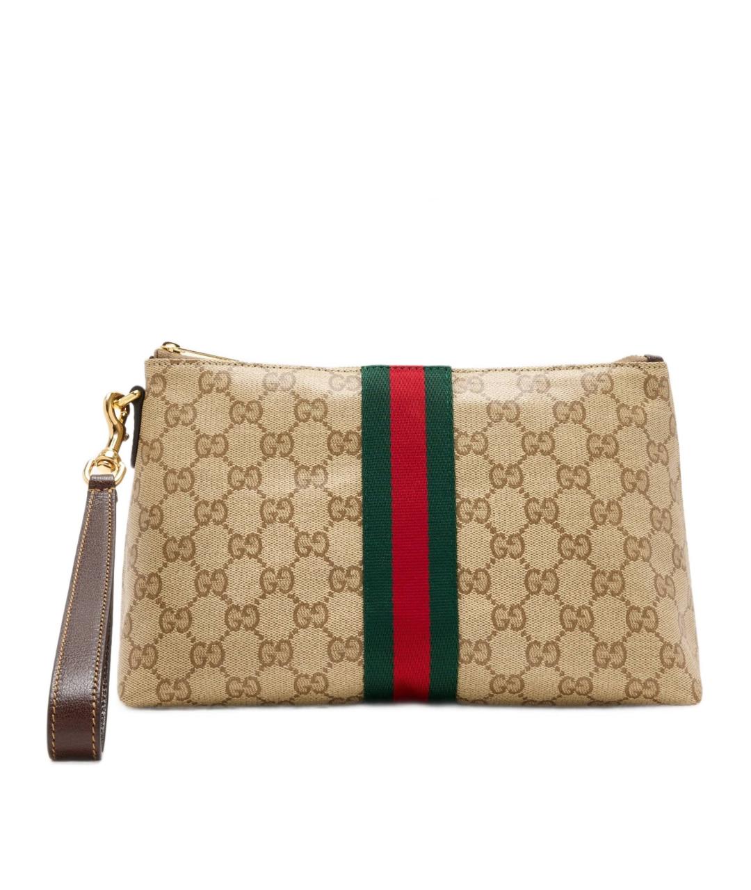 GUCCI Коричневая тканевая барсетка, фото 1