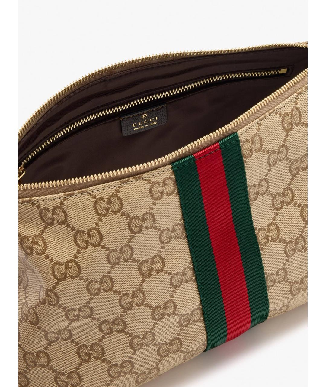 GUCCI Коричневая тканевая барсетка, фото 4