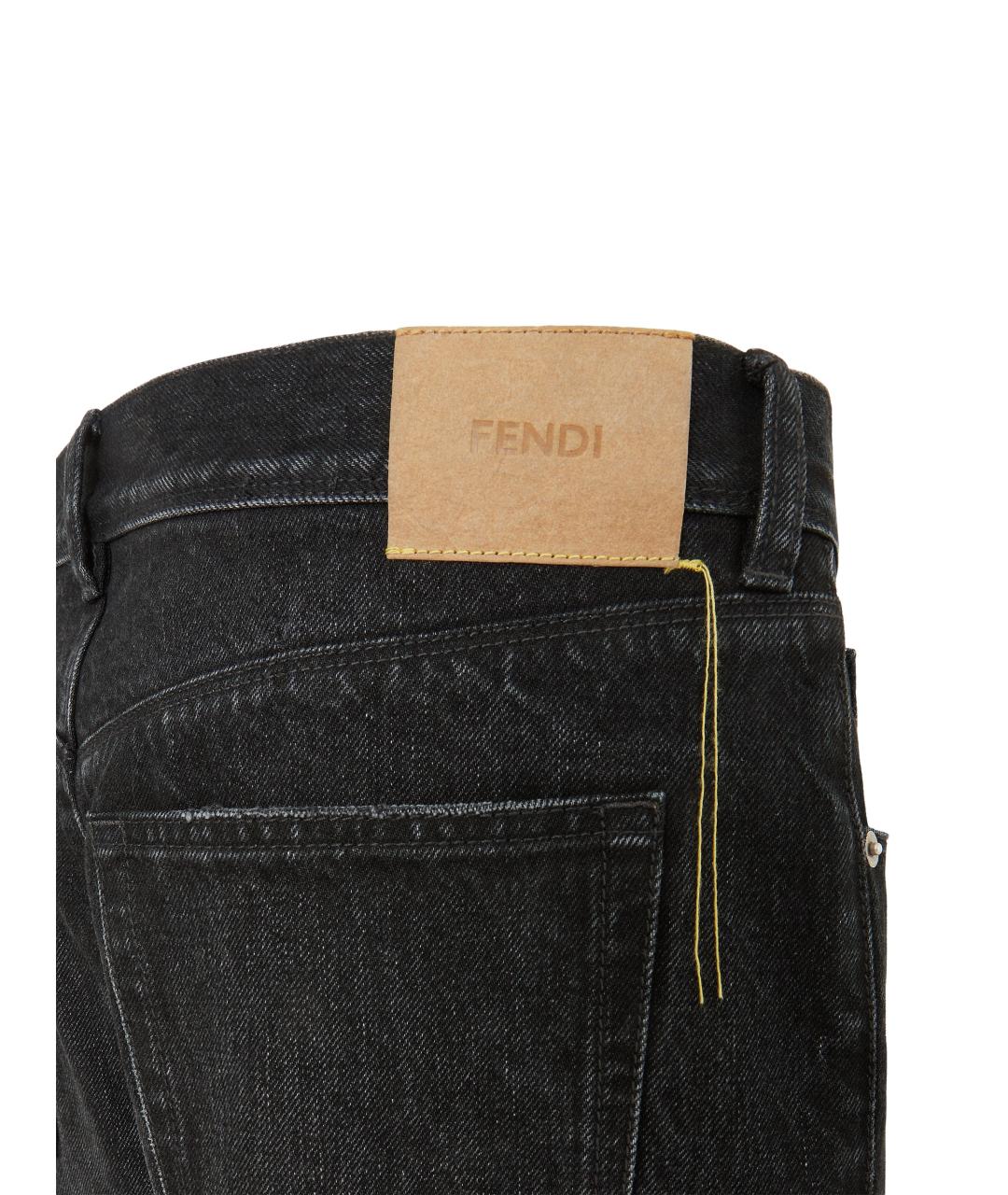 FENDI Черные хлопковые прямые джинсы, фото 3